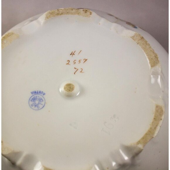 Antique LS&S Carlsbad Austria Vegetable Dish 7.5" Brown/Blue Flowers 1895-1917 - Picture 7 of 15